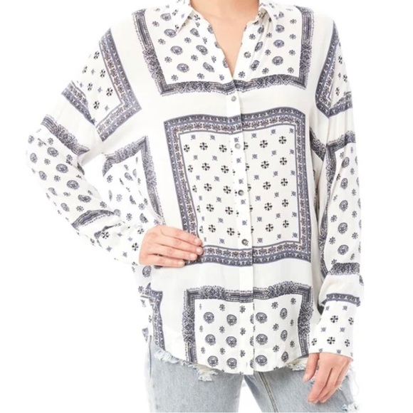 Free People‎ Scarf Print Shirt - Picture 1 of 6